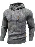 Knitted Men's Warm Jacquard Casual Drawstring Pullover Hoodie