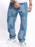 Men's Casual Patch Loose Fit Wide Leg Jeans