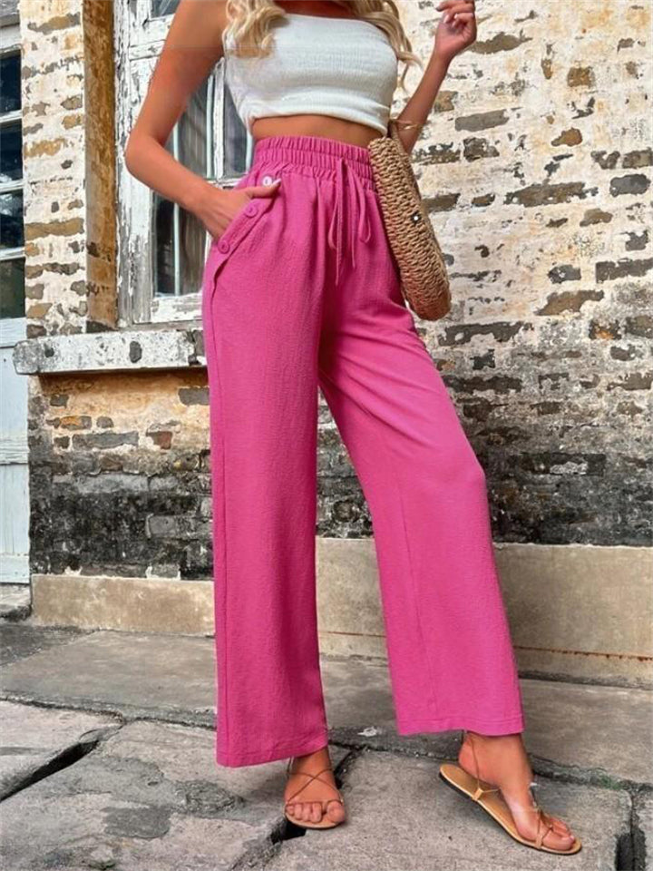 Ladies Stylish New High-rise Solid Casual Pants