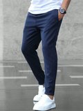 Men Tapered Slim Fit Causal Drawstring Chino Pants