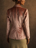 Women Elegant Dusty Pink Velvet Blazer Tailored Suit Jackets