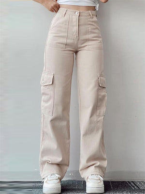 Ladies Temperament Leisure Multi-pocket Trousers