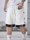 Retro Men's Casual Contrast Color Drawstring Shorts