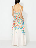 Trendy Women's High Rise Floral Print Strappy Maxi Dress
