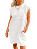 Women's Casual Solid Color A-Line Knee Length Short Sleeve Dress