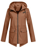 Women's Autumn Outdoor Solid Color Zip Up Hooded Jackets