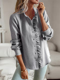 Chic Stylish Button Up Ruffle Blouses for Ladies