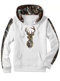 Men's Autumn Casual Deer Print Hoodie with Camo Patchwork