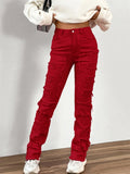 Women's Hip-Hop Raw Edge Mid-Rise Skinny Stacked Jeans