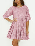 Beautiful Sequins Loose Short Fairy Dress for Women