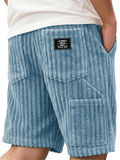 Men Corduroy Elastic Waist Drawstring Multi-pocket Shorts