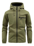 Men's Autumn Casual Solid Color Pockets Hooded Outdoor Jackets