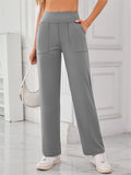 Women's Casual Solid Color Pockets High Waist Pants