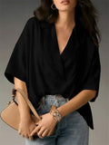 Women's Casual Elegant Solid Color Pullover Lapel Blouse