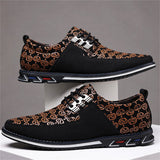 Men's Casual Trendy Faux Leather Flats Lace Up Shoes