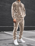 Men Velvet Kangaroo Pocket Hoodie and Jogger Pants Tracksuit Set
