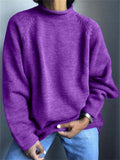 Solid Color Semi High Neck Long Sleeve Sweater for Women