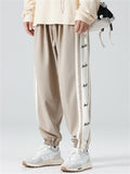 Men's Plus Size Side Stripe Letter Print Drawstring Jogger Pants