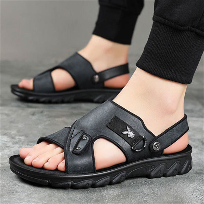 Casual Thick Sole Side Hollow Out Beach Sandals for Men