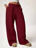 Women's Cozy Solid Color Elastic Waist Wide Leg Sweatpants