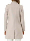 Women's Autumn Elegant Beige Solid Color Single Breasted Stand Collar Coats