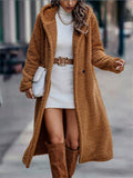 Women' S Winter Solid Color Long Hooded Cardigan Long Coats