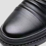 Men's Vintage Black PU Leather Motorcycle Boots with Side Zipper