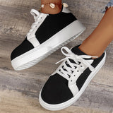 Women's Contrast Color Thick-Soled PU Leather Casual Shoes