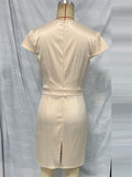 Women's Elegant Trendy Champagne V Neck Short Sleeve Dress