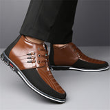 Men's Faux Leather Casual High Top Lace Up Flats Shoes