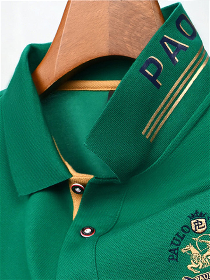 Men's Casual Embroidery Short Sleeve Polo Shirts