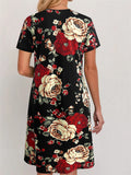 Women's Summer Elegant Printed Short Sleeve Round Neck Dress