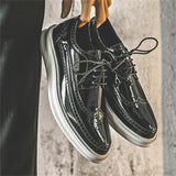 Men's British Style Pointed Toe Hollow Out Flat Trendy Shoes
