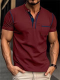 Men's Casual Short Sleeved Pullover Henley Shirt