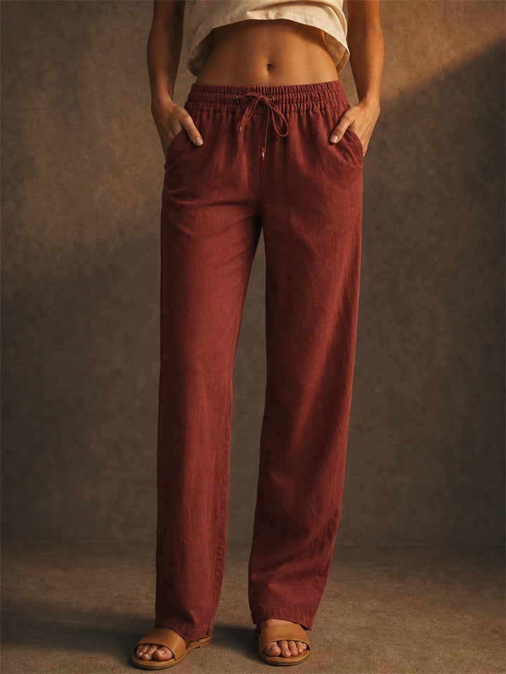 Women High Waist Elastic Casual Summer Wide Leg Pants
