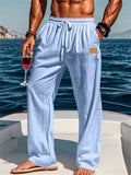 Causal Men's Linen Solid Color Drawstring Pants
