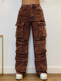 Women's Bling Bling Rhinestone Studded Cargo Denim Jeans