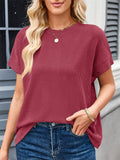 Women's Summer Solid Color Stripe Round Neck T-Shirt