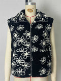 Women's Trendy Floral Pattern Zip Up Lapel Sleeveless Vest Coats