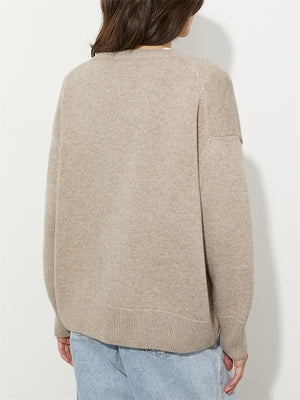 Warm Solid Knitted O-Neck Sweaters for Women