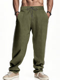 Men's Casual Corduroy Contrast Color Stripe Straight Pants