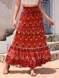 Bohemian Exotic Print Pleated Skirt for Women
