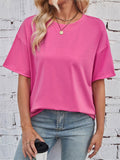 Women's Summer Casual Solid Color Round Neck Short Sleeve T-Shirt