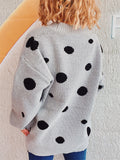 Women's Polka Dots Jacquard V Neck Long Sleeve Cardigan Sweaters