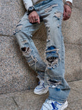 Hip-Hop Style Ripped Holes Light Blue Jeans for Men