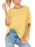 Cute Macaroon Color Stretchy Half Sleeve Loose T-shirt for Women