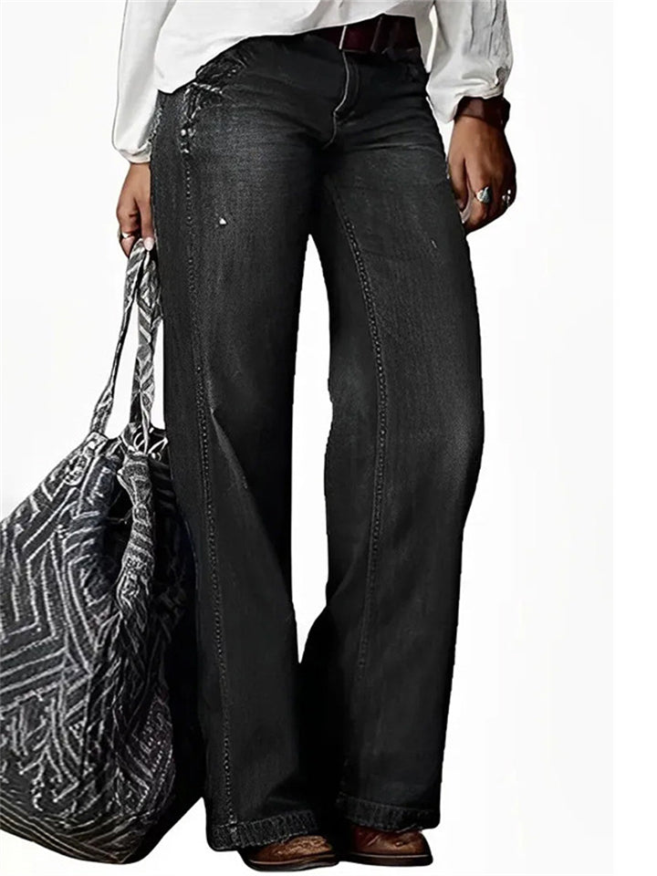 Women's Fashion Vintage Straight Leg Denim Pants