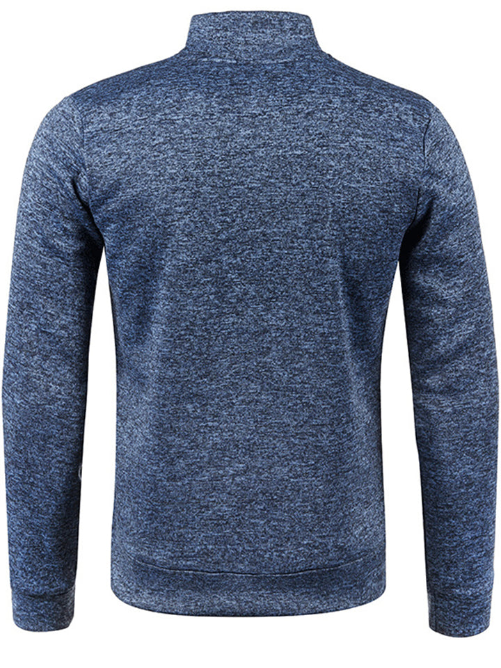 Men's Autumn Contrast Trim Stand Collar Long Sleeve Zip Up Jackets