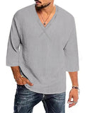 Men's Breathable Thin Personality V-neck Plain Shirt