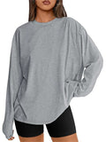 Women's Autumn Oversize Solid Color Round Neck Long Sleeve Shirts